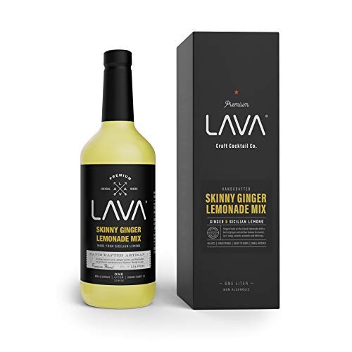 (3 Pack) LAVA Premium Skinny Ginger Lemonade Vodka Cocktail Mix made with Sicilian Lemon Juice, Candied Ginger Puree - 33.8oz Bottles