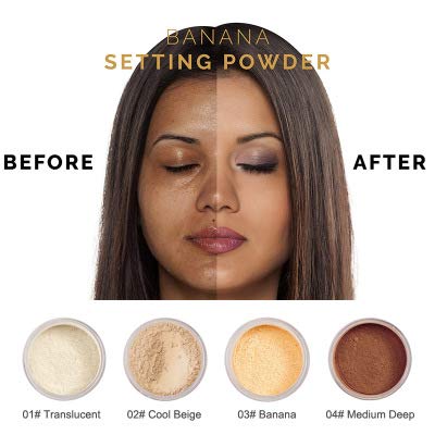 PHOERA Setting Powder Controls Oil,Setting Powder Makeup Light,Loose Powder Makeup Coverage,Loose Setting Powder Mini,0.17oz (03#BANANA)