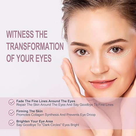 Temporary eye tightening cream, instantly reduces eye bags and dark circles, daily anti-aging, eye cream quickly repairs wrinkles, reduces fine lines, contains hyaluronic acid and retinol, 0.68 oz
