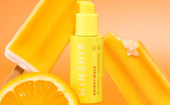 Kinship Brightwave Vitamin C Face + Eye Duo | 10% Vitamin C Serum (1 Fl Oz) | Brightening Eye Cream (0.5 Oz) | Fade Dark Spots | Reduce Fine Lines, Wrinkles, Dark Circles + Puffiness | All Skin Types