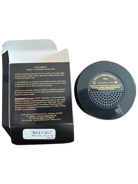 Cream To Powder Foundation by Flori Roberts, Full Coverage for Women of Color or Deeper Skin Tones, Long Lasting Makeup, Matte Finish, Covers Uneven Complexion and Hides Imperfections, 0.30 oz