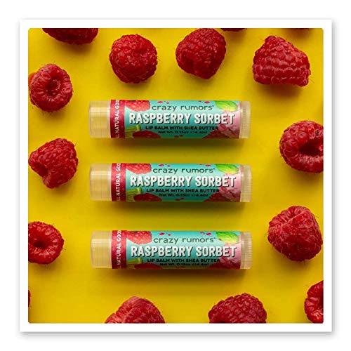 Crazy Rumors Raspberry Sorbet Lip Balm. 100% Natural, Vegan, Plant-Based, Made in USA (1-Pack)