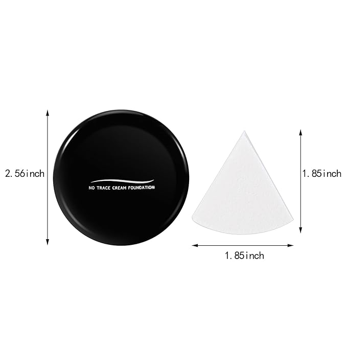Powder Foundation,Long Wear Full Coverage Foundation with Sponge,Flawess Demi-Matte Finish,Brighten Correcting Color