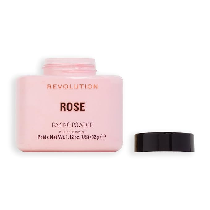 Revolution Beauty, Loose Baking Powder, Makeup Setting Powder, Long Lasting Coverage, Mattifies & Reduces Shine, Rose, 1.13 Oz