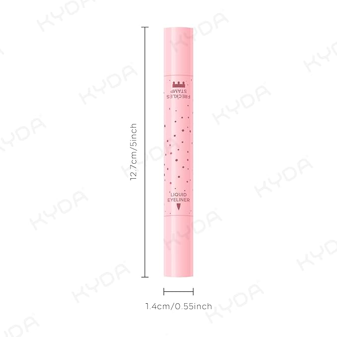 KYDA Freckle Liquid Eyeliner Pen, 2 in 1 Freckles Stamp and Black Liquid Eyeliner, Waterproof and Long lasting Soft Dot Spot Pen Realistic Fake Freckles for Natural Lifelike Sun-kissed Makeup-DARK