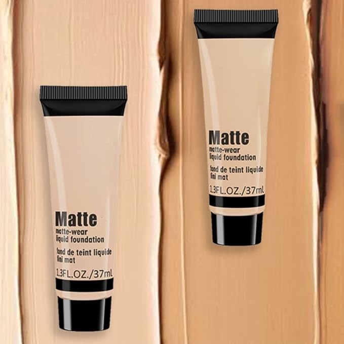 2 Pack Liquid Foundation Cream for Face Makeup,Durable Full Coverage Matte Concealer Make Up,Oil Control & Waterproof Base Primer -1+1 Fl.Oz-BEIGE 2#