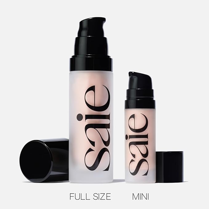 Saie Glowy Super Gel - Hydrating Makeup Primer and Illuminating Glow Serum Enriched with Vitamin C and Squalane Oil - All-Over Liquid Highlighter Makeup for Instant Glass Skin - Roseglow (1 oz)