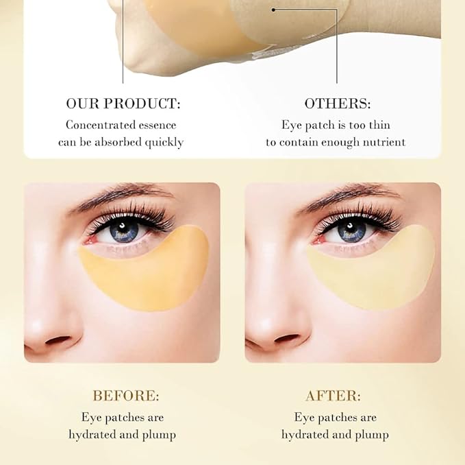 Senana MarinaUnder Eye Masks, Eye Lines And Moisturizing Eye Patches, Moisturizing, Nourishing, Improving Eye Bags, Dark Eye Circles, Under Eye Gel Pads with Collagen Hyaluronic Acid (60 Pieces) (24K Golden eye Collagen)