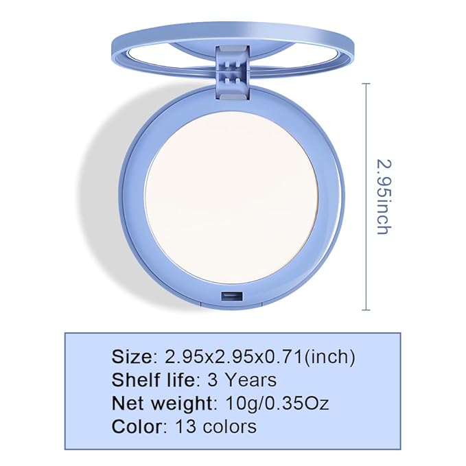 evpct Kaely Oil Control Pressed Face Powder, Get Smooth Flawless Fine Lines and Lightweight Finishing Foundation, Control Shine Long Lasting Waterproof Face Setting Powder Cosmetic, 13 White