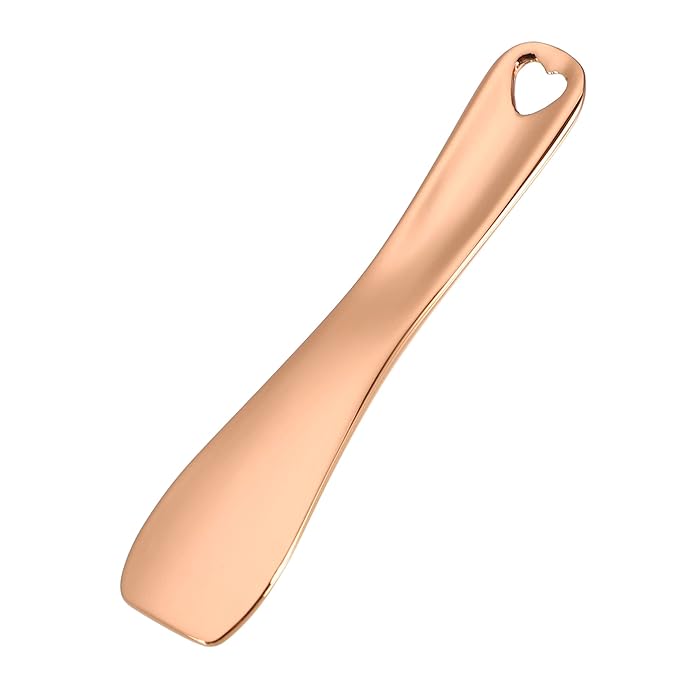 VOCOSTE 3 Pcs Makeup Spatula Mini Spoon, Eye Cream Massage Sticks Beauty Scoop, for Facial Cosmetic Face Cream, Heart Shape 2.36"x0.49", Rose Gold Tone