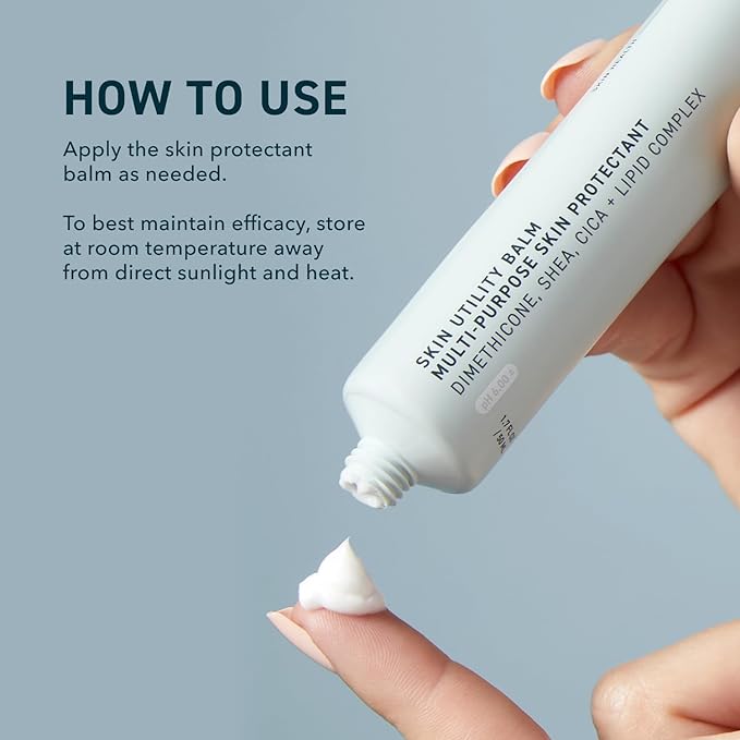 Skin Utility Balm. Advanced Occlusive Face Cream for Dry Skin, Moisturizer for Sensitive Skin. Thick Non-Comedogenic Barrier Protection with Dimethicone and Shea Butter. 1.7oz Tube