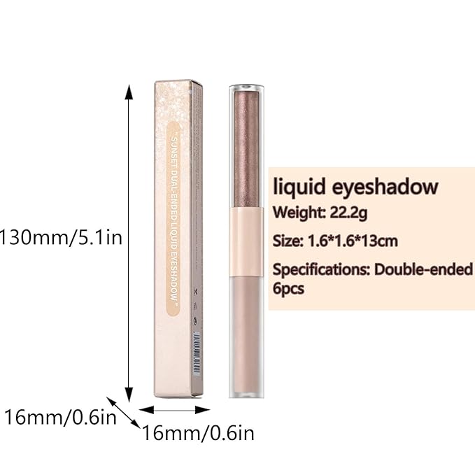 Liquid Eyeshadow Pencil, Earth Yellow Brown, 6-Color, Waterproof, Dual-End, Portable, Cruelty-Free