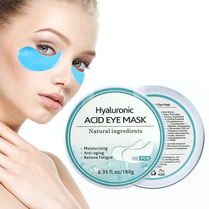 Under Eye Patches, Hyaluronic Acid Eye Mask Moisturizing, 60PCS Eye Gel Pads With Collagen Eye Treatment for Reducing Dark Circles, Wrinkles Anti-Aging, Fine Lines Eye Bags Puffiness Women Men