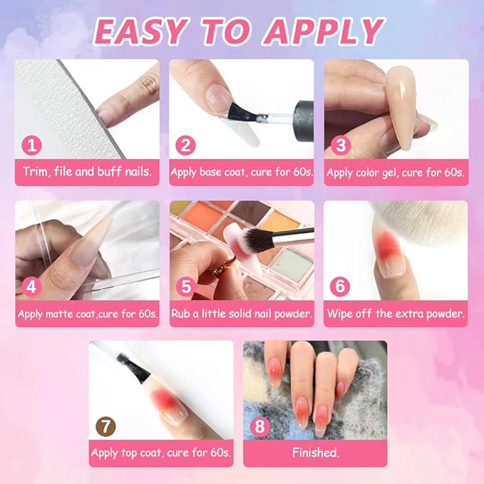 Neon Phosphor Nail Pigment Powder Palette, 9 Colors Solid Pigment Powder for Nails, Fluorescent Glitter Aura Nails Rubbing Dust with Ombre Nail Brush & Sponge Sticks Manicure Art DIY Accessories