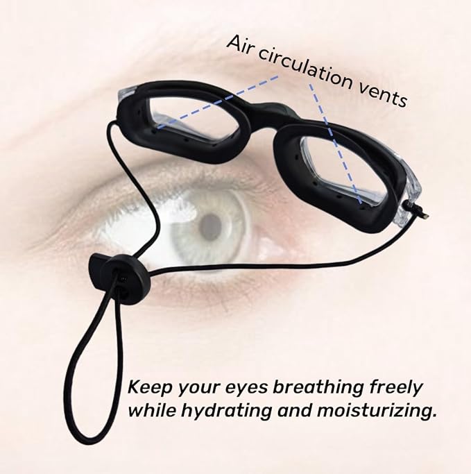Moisture Chamber Goggles for Dry Eye Relief,Post Eye Surgery Recovery and Eyes Protection, 3D Care Moisturizing Eye Mask with Air Holes