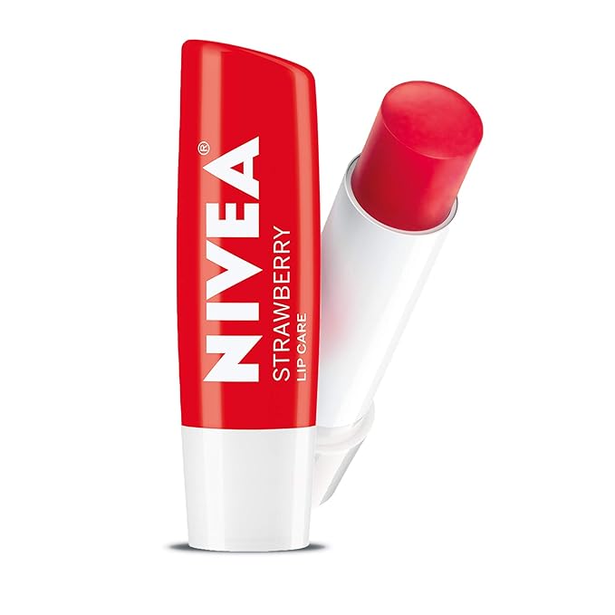 NIVEA Strawberry Lip Care - Tinted Lip Balm for Beautiful, Soft Lips - Pack of 4