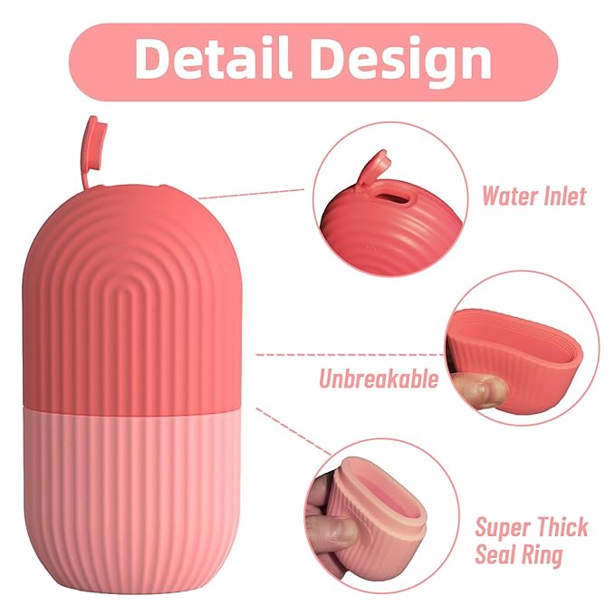 Ice Roller for Face and Eye,Upgraded Ice Face Roller,Facial Beauty Ice Roller Skin Care Tools, Ice Facial Cube, Ice Holder Mold Face Puffiness Relief Massage Skin Care Tools (Pink)