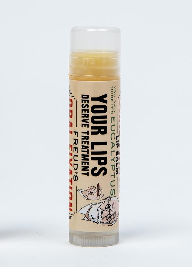 Sigmund Freud's Oral Fixation Lip Balm Tube, Eucalyptus Mint Flavored - Cruelty-Free and Made in The USA from Natural and Imported Ingredients