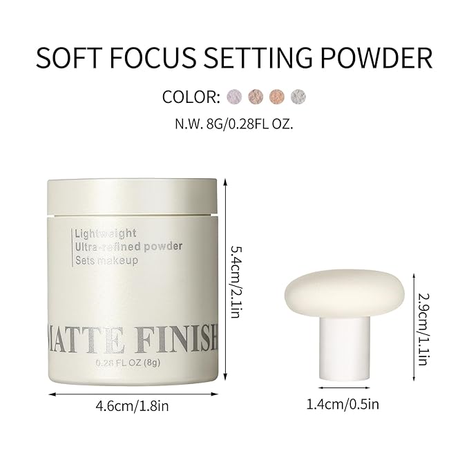 Erinde Nude Translucent Matte Setting Powder with Puff, Face Loose powder Makeup, Oil Control Finishing Powder, Lightweight Blurring Powder, Waterproof, 24H Long-Lasting, Creates Soft Focus Effect