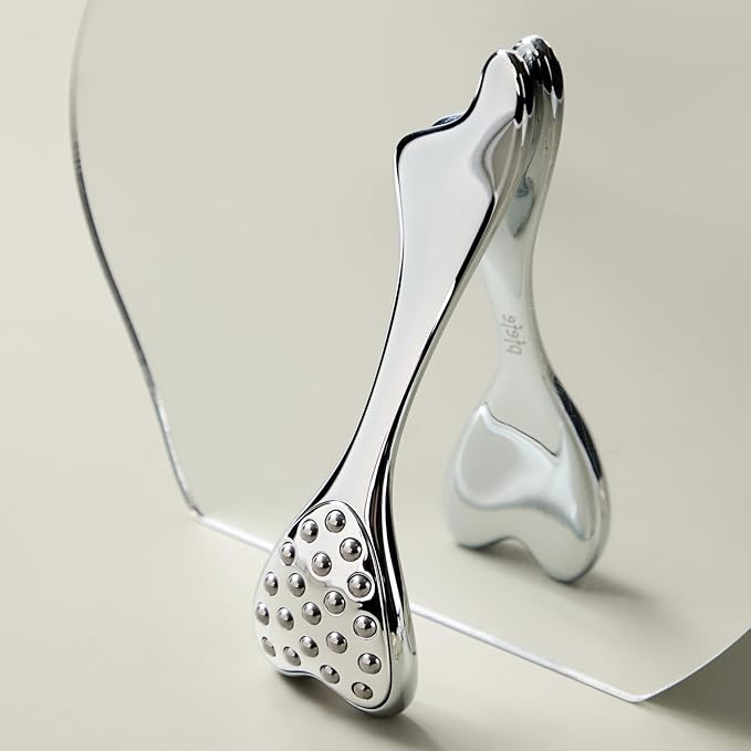 Stainless Steel Gua Sha & Face Roller, 3-in-1 Dolphin Facial Roller for Esthetician Supplies Women Gift, Skin Care Tool for Puffiness, Wrinkles, Dark Circles (1 Pc)