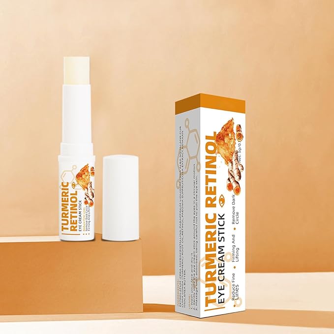 Retinol Eye Cream Anti Aging, Turmeric moisturizer Eye Balm Stick Hydrating Retinol Eye Cream Stick for Dark Circles and Puffiness Fine Lines 5g