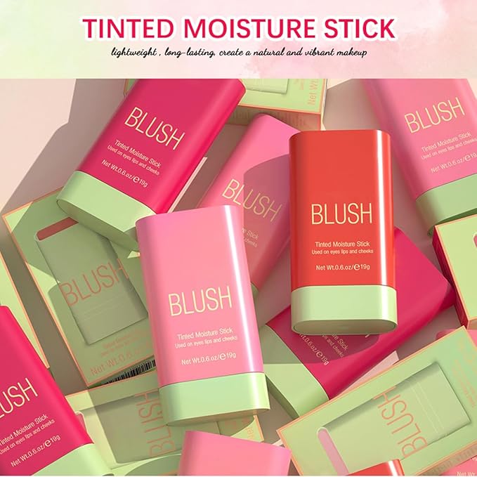 Multi-Purpose Makeup Blush Stick, 3-in-1 Beauty Tinted Solid Blush Stick For Cheeks, Lips And Eyes Waterproof Natural Cream Blush Stick With Long-Lasting Moisturizing Formula (#1Shy Pink)