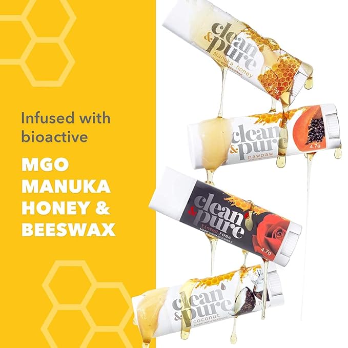 Lip Balm 2-Pack (Manuka Honey & Cocoa Butter) | Lip Care Set With 100% All Natural Beeswax | Vitamin E Oil