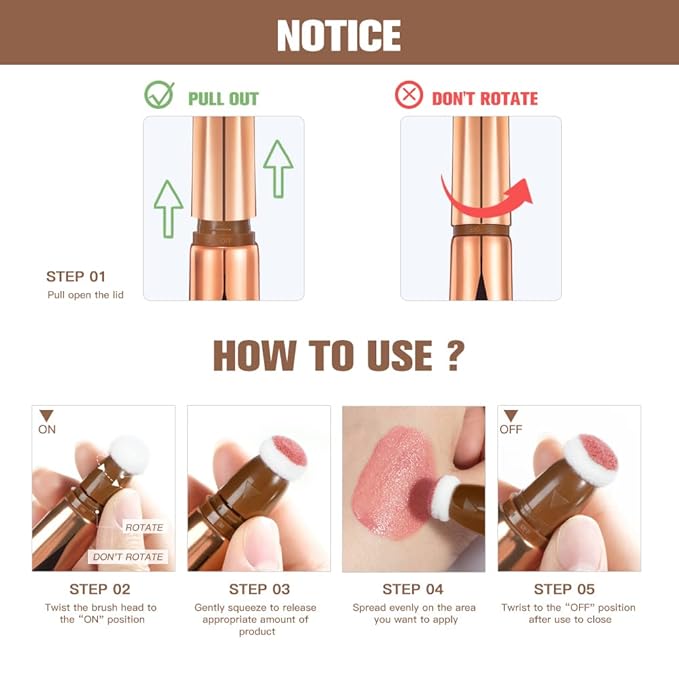 Liquid Blush Stick, Beauty Stick, Cream Blush, Liquid Blush For Cheeks, Beauty Blush Stick With Cushion Applicator, Multifunctional Makeup Beauty Stick (01#)