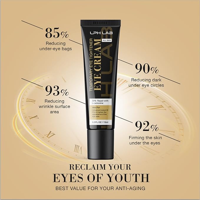 Temporary Eye Tightener Eye Cream, Instant Reduces Under-Eye Bags, Dark Circles&Puffiness, Anti Aging Fine Lines, Firm That Delicate Skin Under Your Eyes 0.5 oz