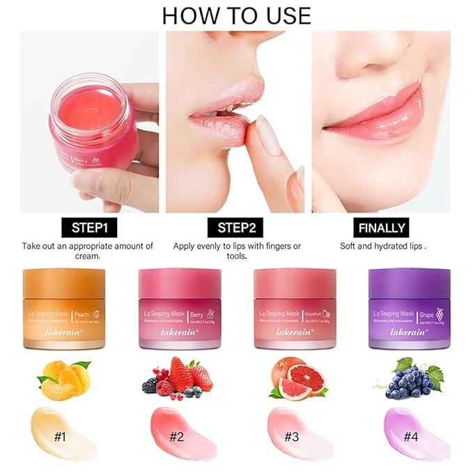 Sleeping Lip Mask, Long-Lasting Nourish & Hydrate Lip Mask, Lip Balm, Lip Oil, Lip Skin Care, Hydrating, Moisturizing Lip Lines Night Sleep Care Lip Anti-chapped Lip Cream (03# Grapefruit)