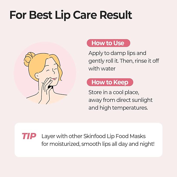 SKINFOOD Strawberry Sugar Lip Scrub Mask, Exfoliating Lip Care, Hydrating Korean Lip Product for Soft & Smooth Lips, Deep Nourishment Mild Sugar Scrub Vegan (0.71 fl. Oz.)