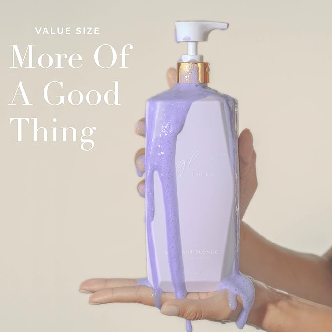 Goldie Locks Brilliant Blonde Purple Shampoo for Blonde, Lightened, Grey Hair & Extensions, Brightens, Tones, Eliminates Brass, Sulfate-Free, Nourishing, Moisturizing, Color Safe, 8.45 Fl Oz Bottle