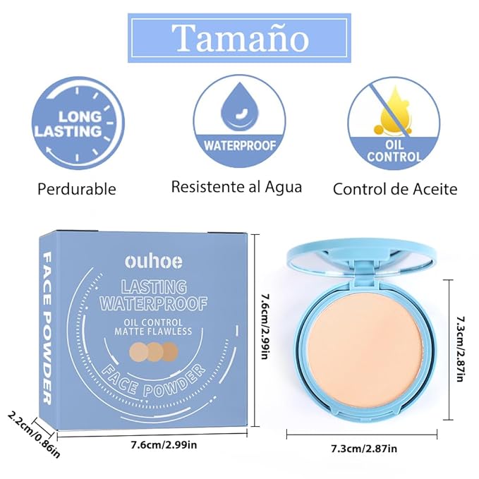Maycheer Face Powder- Lasting Waterproof Face Powder-Maycheer Setting Powder Oil Absorbing Compact for Face (02, M)