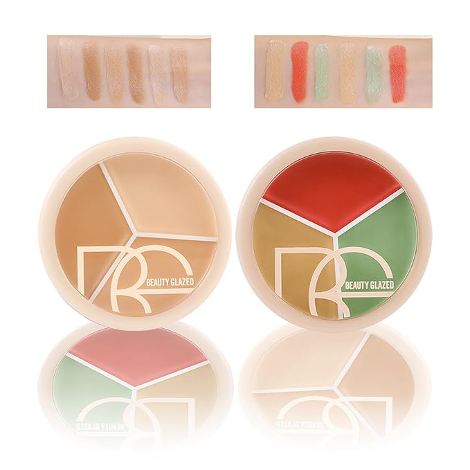 Foundation Concealer Palette + Color Corrector Palette, Light Color Combination Cosmetics Cream Highlighting Palette, Cover Dark Circles, Bruises, Age Spots, Blemish, Vegan & Cruelty Free