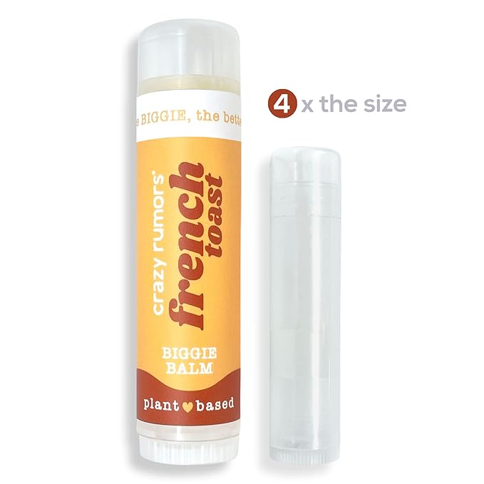 Crazy Rumors Biggie French Toast Flavored All Natural, Plant Based Lip Balm to Moisturize and Nourish your Lips - French Toast tube 0.6 oz (4x Larger than standard 0.15 oz lip balm)