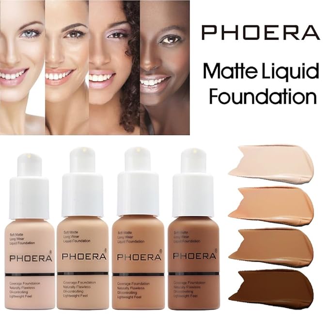 2 Pack PHOERA Foundation 103 Warm Peach Makeup,Full Coverage Foundation for Women and Girls