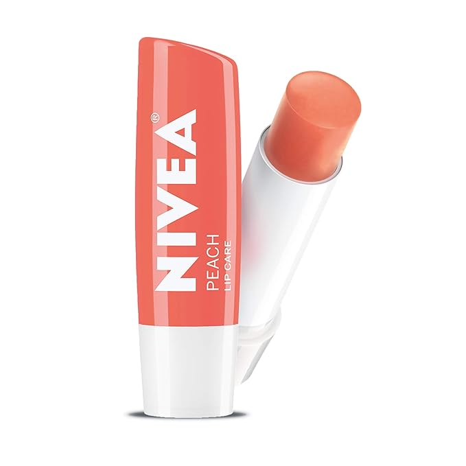 NIVEA Peach Lip Care - Tinted Lip Balm for Beautiful, Soft Lips - Pack of 4