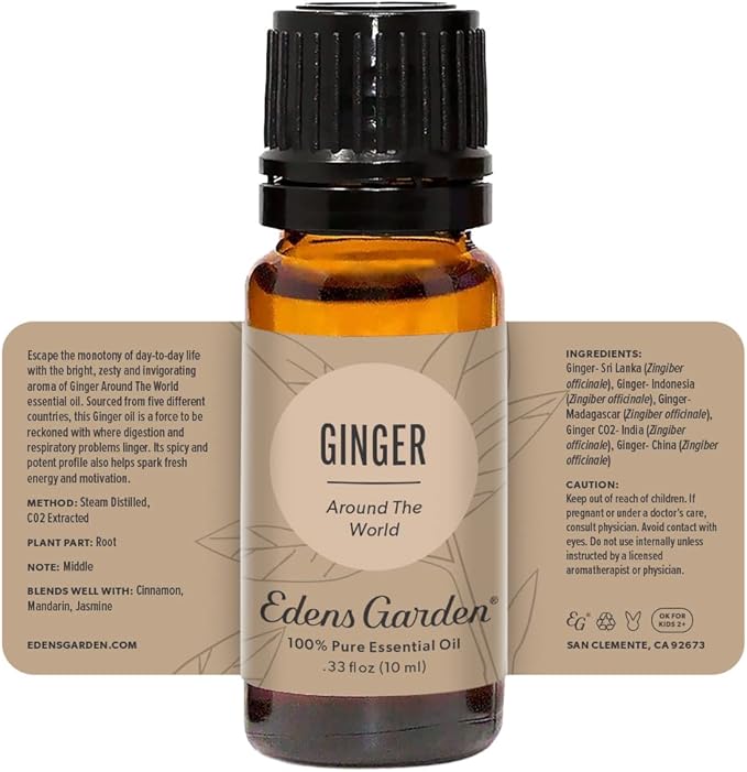 Edens Garden Ginger Around The World Essential Oil- 100% Pure Premium Grade, Undiluted, Natural, Therapeutic, Aromatherapy, The Best for Diffuser, Skin, Candle, Laundry 10 ml (.33 fl oz)