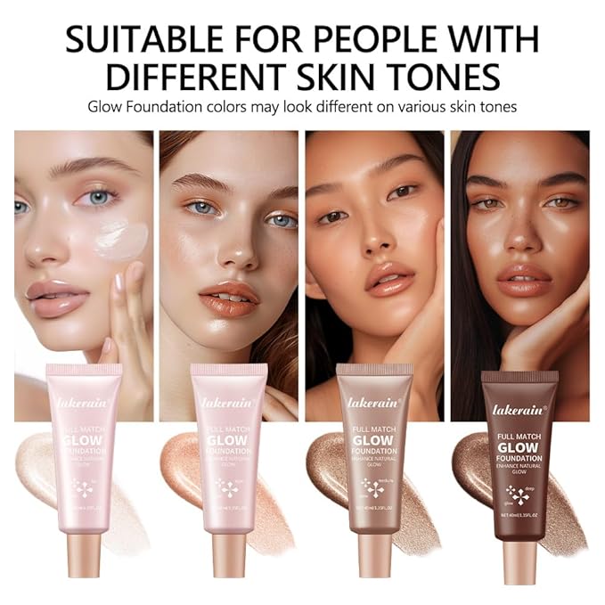 Full Match Glow Foundation, Enhance Foundation Natural Glow, Professional Coverage for a Flawless Look (Fair, Large)