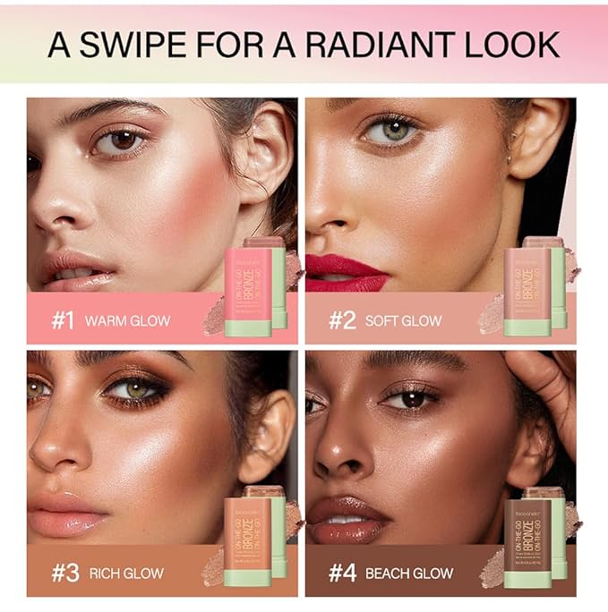 Cream Contour Stick,Bronzer Contouring Stick Facial Cream Highlight Contour Shaping Face Bronzer Makeup Blendable,Long Lasting 02-Soft Glow