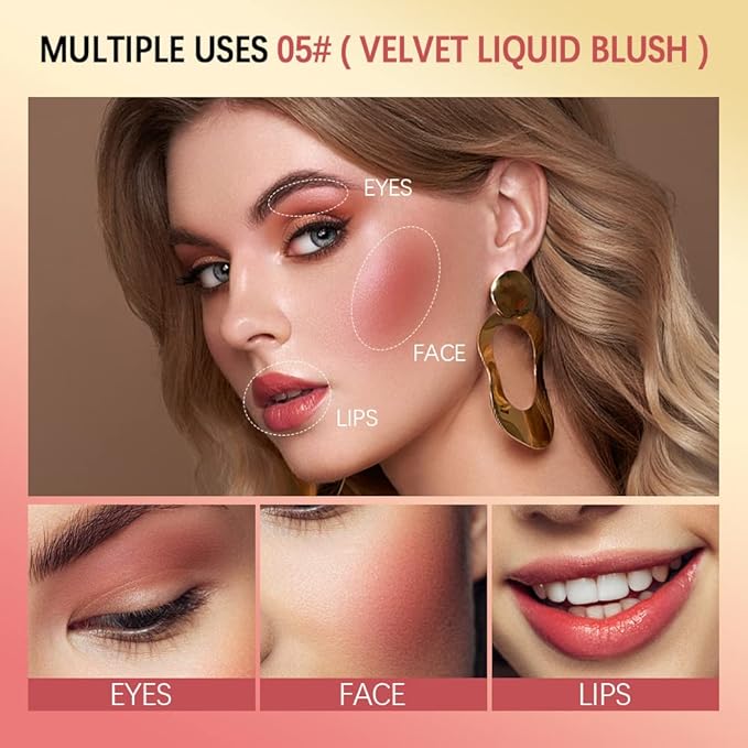 Liquid Blush, Cream Blush For Cheeks, Soft Pinch Liquid Blush, Skin Tint Blush Makeup, Easy To Blend And Color, Long-Lasting, Natural-Looking (01#+05#)