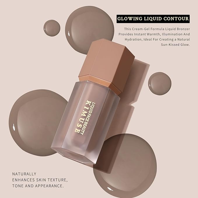 KIMUSE Soft Liquid Contour Stick, Glow Liquid Cream Bronzer, Weightless, Long-Wearing, Smudge Proof, Natural-Looking, Blendable, Bronzer Makeup