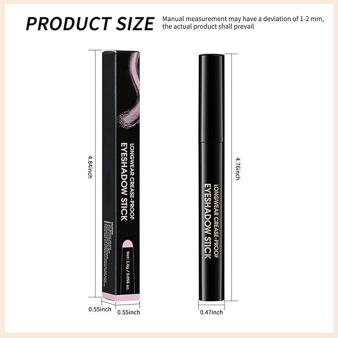 Erinde Waterproof Eyeshadow Stick, Cream Eye Shadow Stick, Long-Lasting, Crease-Proof, Cream to Powder Buildable & Blendable Eye Shadow Pencils Crayon, Vegan & Cruelty-Free, 08 Fancy