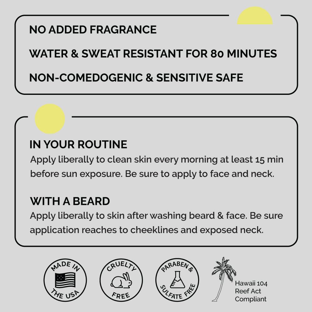 ZEUS Men's Daily Defense SPF50 Face Moisturizer for Men, Natural & Organic, Zinc Oxide Face Moisturizing Mineral Sunscreen, Hydrates & Protects Skin Against Harmful UV Rays (Made in USA)