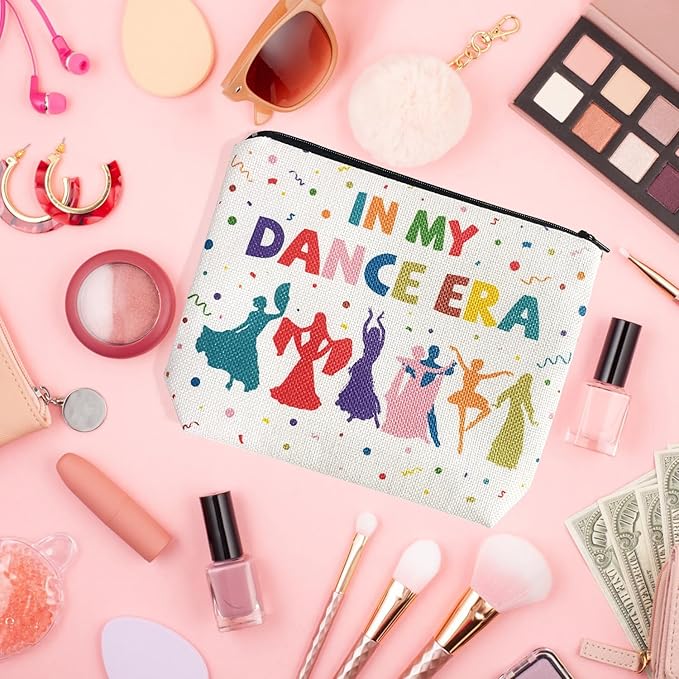 My Dance Era Canvas Zipper Cosmetic Bag, Small Makeup Bag for Women, Friends, Daughter, Sister for Dancers, Dancer Birthday Gifts for Girls (White)