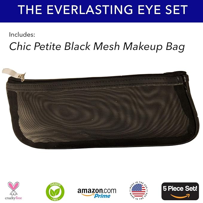 The Everlasting Eye 5 Piece Waterproof Makeup Set. Gel Eyeliner, Creme Eyeshadow, 2 brushes and Mesh Bag. Paraben-free, Talc-free, Cruelty-free. Cameo/Chocolate Kiss 2302