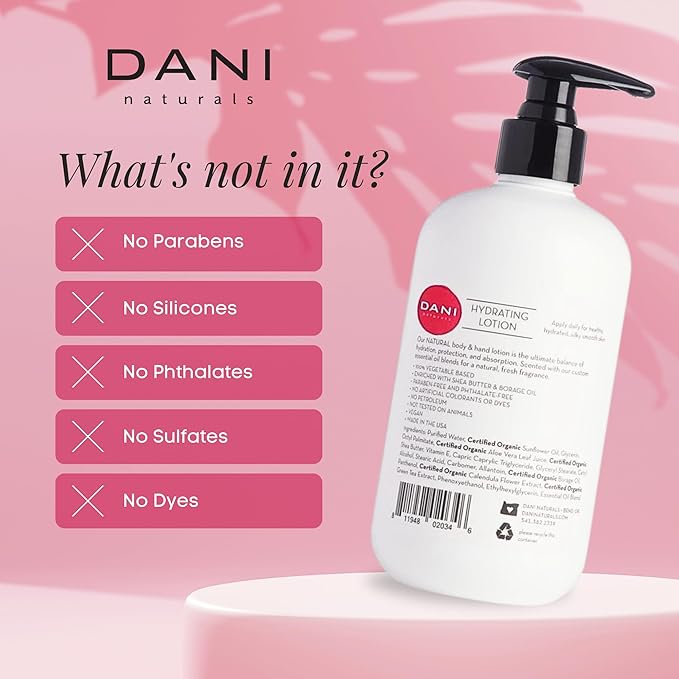 Naturals Hand & Body Lotion - Citrus Rose Scented, Deep Hydration Lotion for Dry Skin, With Shea Butter & Aloe Vera, Natural & Organic Ingredients, Paraben-Free, 12 Oz