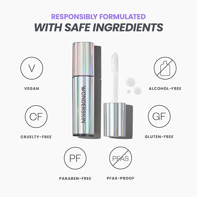 Wonderskin Lip Relapse Plumping Gloss – Lip Plumper Gloss for Fuller-Looking Lips with Hydrating, Non-Sticky, High-Shine Finish