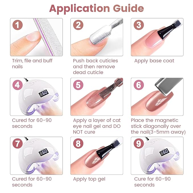 RARJSM Nude Glitter Cat Eye Gel Nail Polish Set 6Pcs Ceramics Pink Light Purple Brown Velvet Shimmer Smoothie Cateye Gel Polish with Magnetic Stick UV LED Curing Require Home Salon Nail Design