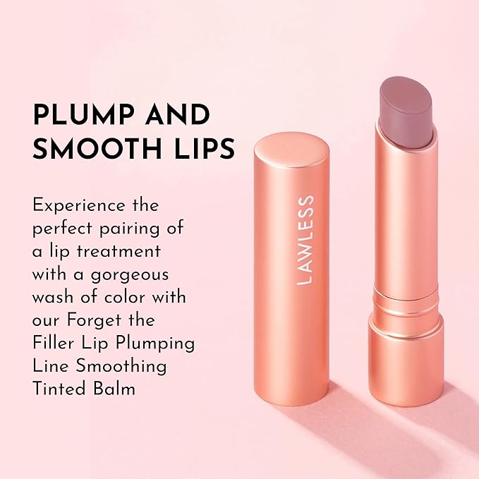 LAWLESS Forget the Filler Lip Plumping Line Smoothing Tinted Balm, Whisper, Pink, 0.09 Ounce